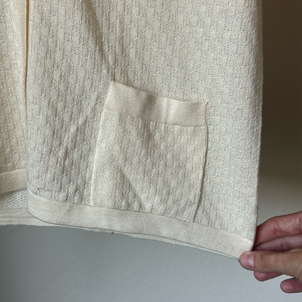 Barneys New York Cashmere Silk Merino Knit Vest Cream Textured Made in Italy - Picture 7 of 13